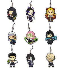 Mitsuri Kanroji, etc. Demon Slayer: Kimetsu no Yaiba Ichiban Kuji Two Hashira Meeting Rubber Strap Kyun Chara Illustrations Prize I All 9 Types Set Key Ring [USED]