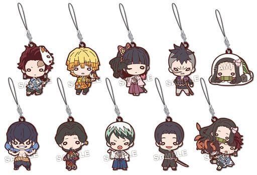 Zenitsu Agatsuma, etc. Demon Slayer: Kimetsu no Yaiba Nitotan Rubber Mascot Vol.4 All 10 Types Set Key Ring [USED]