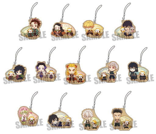 Nezuko Kamado, etc. Demon Slayer: Kimetsu no Yaiba Trading Eco Strap 2nd Raccoon Rascal Collaboration All 13 Types Set Key Ring [USED]