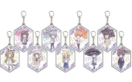 Tohru Honda, etc. Fruits Baske Graph Art Design Acrylic Key Chain 03.A Set Rainy Season Ver. All 9 Types Set Key Ring [USED]