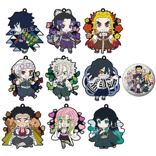 Shinobu Kocho, etc. Demon Slayer: Kimetsu no Yaiba Deco!tto Rubber Charm Part 5 All 9 Types Set Key Ring [USED]