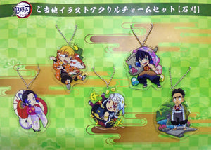 Shinobu Kocho, etc. Demon Slayer: Kimetsu no Yaiba Local SD Acrylic Charm Set Total Concentration Exhibition: Ishikawa Venue Limited 5 Piece Set Charm [USED]