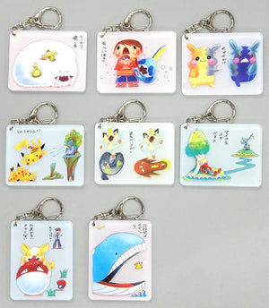 All 8 Type Set Pokemon ... not Pokemons Acrylic Keychain Collection Pokemon Center Limited Key Ring  [USED]