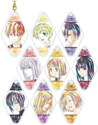 Souma Kyou, etc. Fruits Baske Ani-Art Trading Acrylic Key Chains Ver.B All 9 Types Set Key Ring [USED]