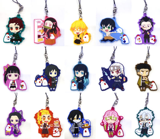 Zenitsu Agatsuma, etc. Demon Slayer: Kimetsu no Yaiba Mugen Train Arc Rubber Charm Shopping LAWSON Limited All 15 Types Set Key Ring [USED]