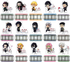Nezuko Kamado, etc. Demon Slayer: Kimetsu no Yaiba the Movie: Mugen Train Mini Acrylic Stand Mascot LAWSON Limited All 15 Types Set Key Ring [USED]