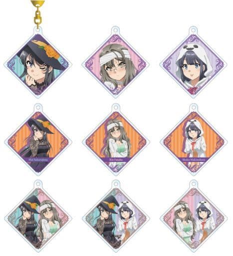 Mai Sakurajima, etc. Rascal Does Not Dream of a Dreaming Girl Newly Drawn Illustration Halloween Ver. Trading Acrylic Key Chains All 9 Types Set Key Ring [USED]