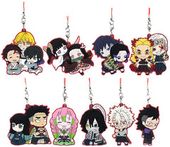 Sanemi Shinazugawa, etc. Demon Slayer: Kimetsu no Yaiba Metsu! Capsule Rubber Mascot 4 All 9 Types Set Key Ring [USED]