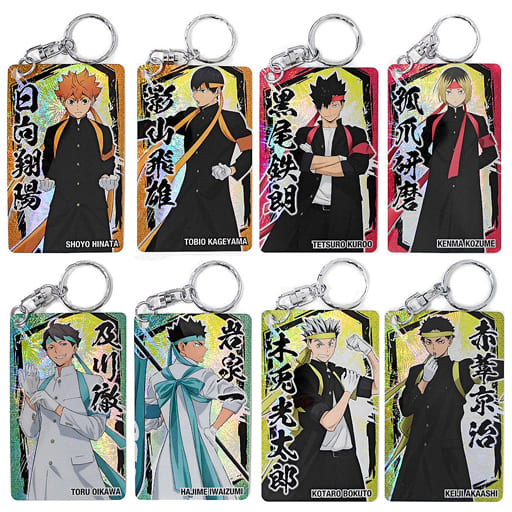 Shoyo Hinata, etc. Haikyu!! TO THE TOP Hologram Plate Keychain Collection Cheer Team All 8 Types Set Key Ring [USED]
