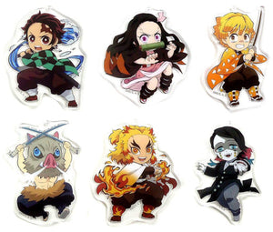 All 6 Type Set Demon Slayer Kimetsu no Yaiba the Movie Mugen Train Minichara Random Acrylic Charm Theater Goods Key Ring  [USED]