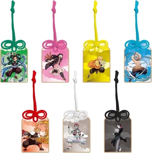 Nezuko Kamado, etc. Demon Slayer: Kimetsu no Yaiba Trading Amulet Type Wooden Key Chain Vol.2 All 7 Types Set Key Ring [USED]