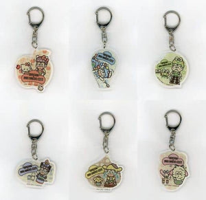 All 6 Types Set Osomatsu-san x Sanrio Characters Cafe Ikebukuro Trading Acrylic Keychain Key Ring [USED]