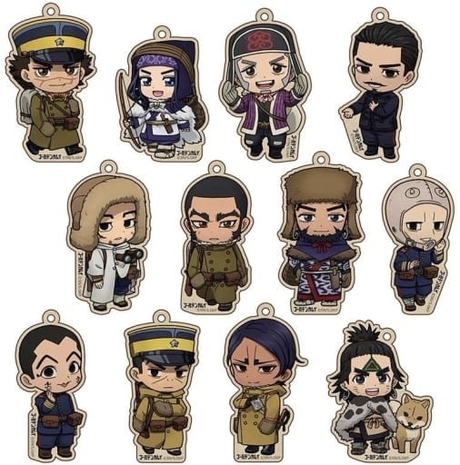 Saichi Sugimoto, etc. Golden Kamuy Trading Wooden Tag Strap Vol.2 All 12 Types Set Key Ring [USED]