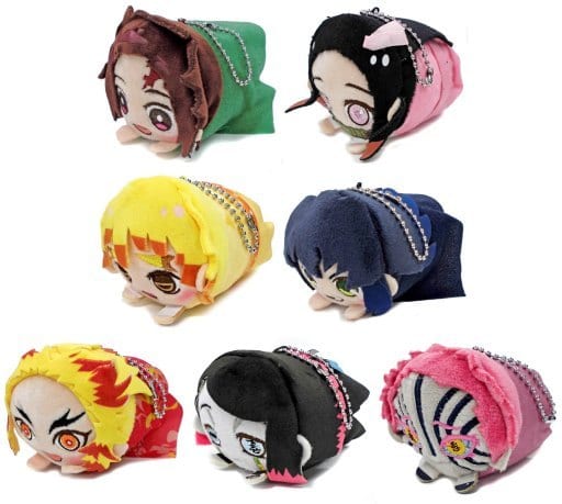 Zenitsu Agatsuma, etc. Demon Slayer: Kimetsu no Yaiba Mochikororin Eigamura Ver. Randen X Eigamura X Kyoto Municipal Transportation Bureau Kyono Oshigoto 2 Limited All 7 Types Set Key Ring [USED]