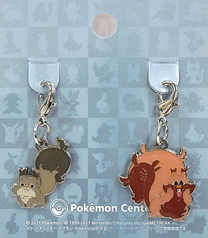 819.Skwovet & 820.Greedent National Picture Book Metal Charm 2 Set Pokemon Pokemon Center Limited Key Ring  [USED]