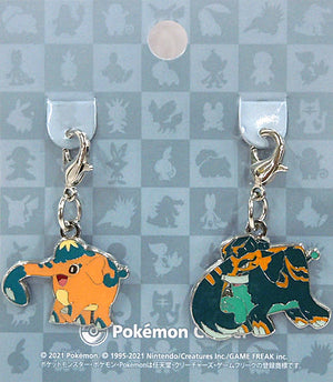 878.Cufant & 879.Copperajah National Picture Book Metal Charm 2 Set Pokemon Pokemon Center Limited Key Ring  [USED]