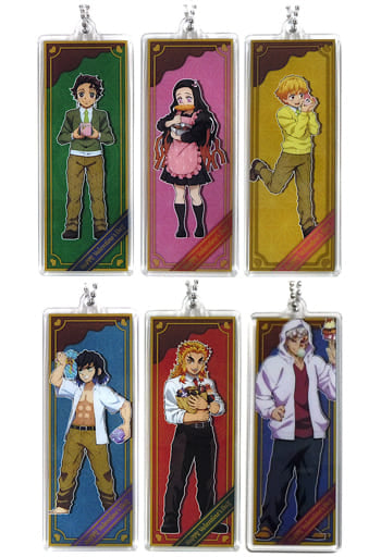 Nezuko Kamado, etc. Demon Slayer: Kimetsu no Yaiba Kimetsu Academy Valentine Random Double Sided Acrylic Charms ufotable Webshop Order Production Limited Kimetsu Festival Online Animation 2nd Anniversary Celebration All 6 Types Set Key Ring [USED]