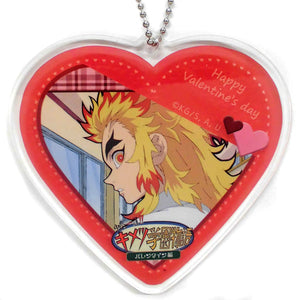 Kyojuro Rengoku Junior High and High School!! Kimetsu Academy Story Valentine Arc Heart Shaped Random Acrylic Charms ufotable Cafe & Machi Asobi Cafe Limited Key Ring [USED]