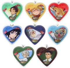 Zenitsu Agatsuma, etc. Junior High and High School!! Kimetsu Academy Story Valentine Arc Heart Shaped Random Acrylic Charms ufotable Cafe & Machi Asobi Cafe Limited All 8 Types Set Key Ring [USED]