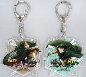 Ellen Yeager Levi Ackerman Attack on Titan Acrylic Keychain Set cookpadLive Cafe Giant Festival Vol.2 Limited Key Ring [USED]