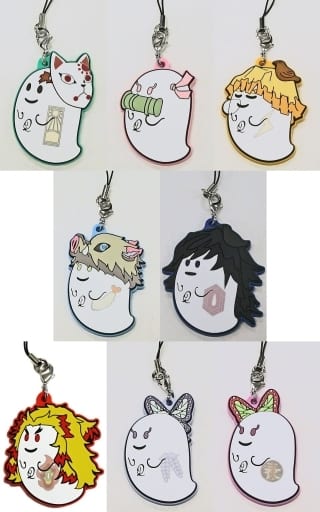 Nezuko Kamado, etc. Q-Pot. X Demon Slayer Part2 Random Ghost Rubber Strap All 8 Types Set Key Ring [USED]