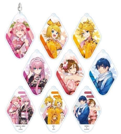 Sakura Miku, etc. Sakura Miku Newly Drawn Illustration Art By Shirabi Trading Acrylic Key Chains All 9 Types Set Key Ring [USED]