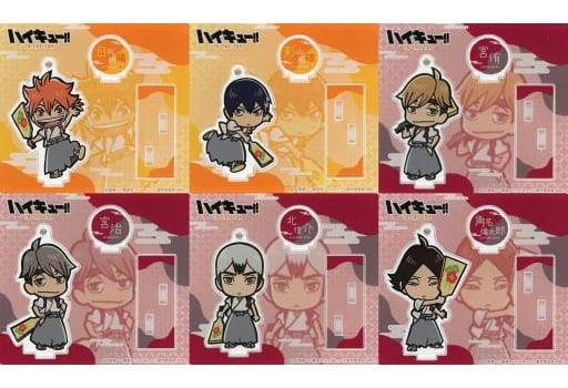 Shoyo Hinata, etc. Haikyu!! Trading Chibi Chara Acrylic Stand Key Chain All 6 Types Set Key Ring [USED]