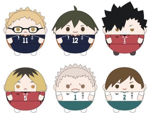 Kei Tsukishima, etc. Haikyu!! Fluffy Kororin 2 All 6 Types Set Key Ring [USED]