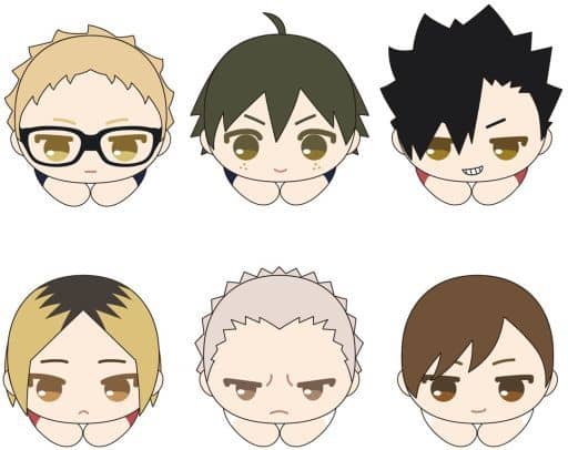 Kei Tsukishima, etc. Haikyu!! Hagu Chara Collection 2 All 6 Types Set Key Ring [USED]