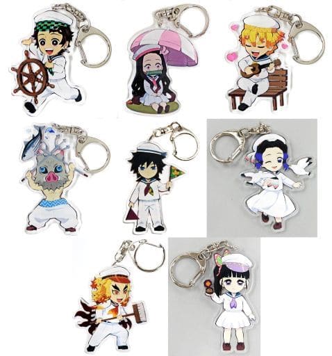 Nezuko Kamado, etc. Demon Slayer: Kimetsu no Yaiba Acrylic Key Chain Laguna Ten Bosch Trial of Reminiscence Tanjiro's Journey Limited All 8 Types Set Key Ring [USED]