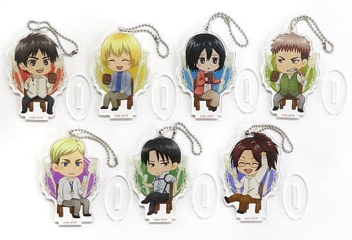 Ellen Yeager, etc. Attack on Titan Acrylic Key Chain Tree Village Pop-Up Shop & Collaboration Cafe Limited All 7 Types Set Key Ring [USED]