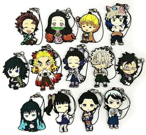 Nezuko Kamado, etc. Demon Slayer: Kimetsu no Yaiba Ichiban Kuji Kisatsu no Kokorozashi Rubber Charm Break time Ver. Prize F All 13 Types Set Key Ring [USED]