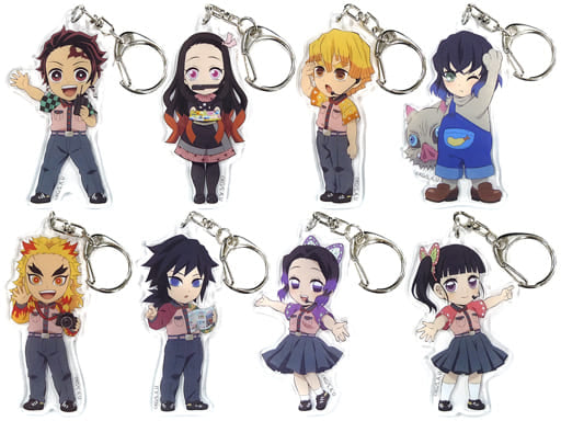Zenitsu Agatsuma, etc. Demon Slayer: Kimetsu no Yaiba Trading Key Chain Tokyo Dome City Attractions Total Concentration! Omotenashi Daisakusen Limited All 8 Types Set Key Ring [USED]