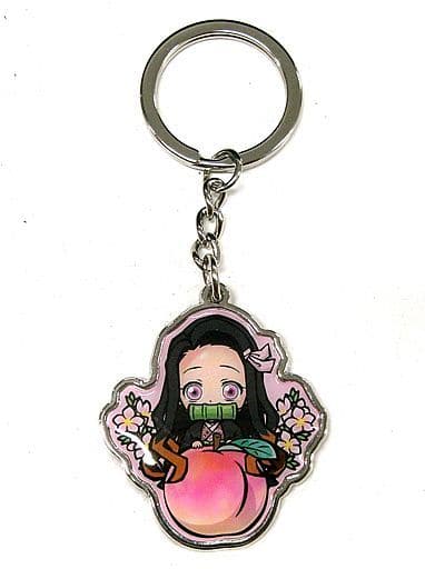 Nezuko Kamado Peach Demon Slayer: Kimetsu no Yaiba Metal Key Chain Okayama Limited Key Ring [USED]