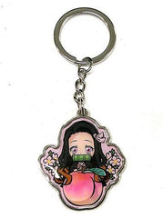 Nezuko Kamado Peach Demon Slayer: Kimetsu no Yaiba Metal Key Chain Okayama Limited Key Ring [USED]
