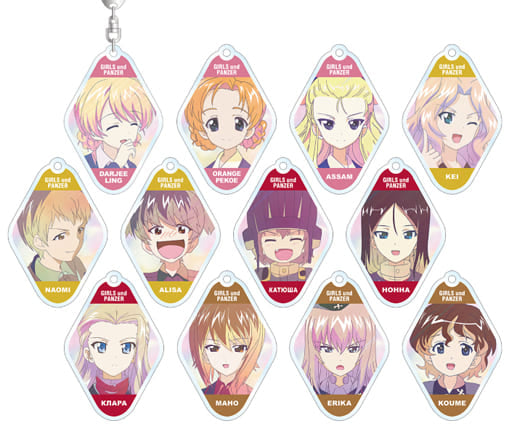 Darjeeling, etc. GIRLS und PANZER das Finale Ani-Art Clear Label Trading Acrylic Keychains Ver.B All 12 Types Set Key Ring [USED]