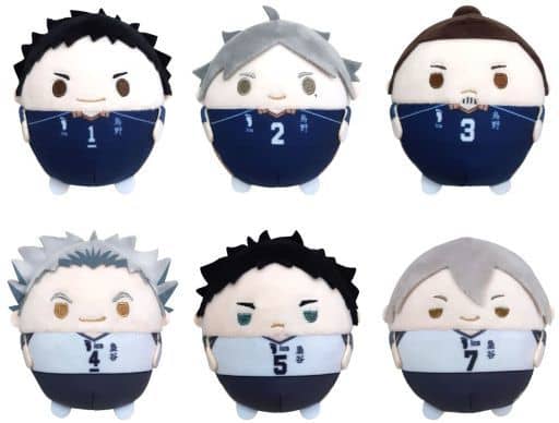 Daichi Sawamura, etc. Haikyu!! Fluffy Kororin 3 All 6 Types Set Key Ring [USED]