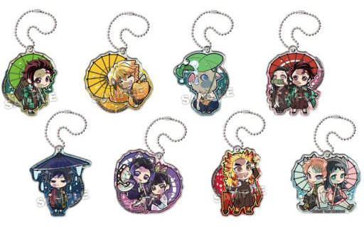 Zenitsu Agatsuma, etc. Demon Slayer: Kimetsu no Yaiba Pita! Deformed Japanese Umbrella Acrylic Key Chain All 8 Types Set Key Ring [USED]