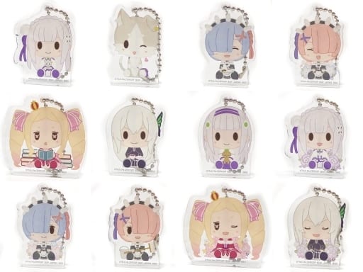 Rem, etc. Re:ZERO -Starting Life in Another World- Ichiban Kuji May the Spirit Bless You Chokonokko Acrylits Keychain Prize F All 12 Types Set Key Ring [USED]