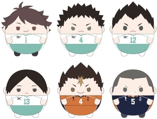 Toru Oikawa, etc. Haikyu!! Fluffy Kororin 4 All 6 Types Set Key Ring [USED]