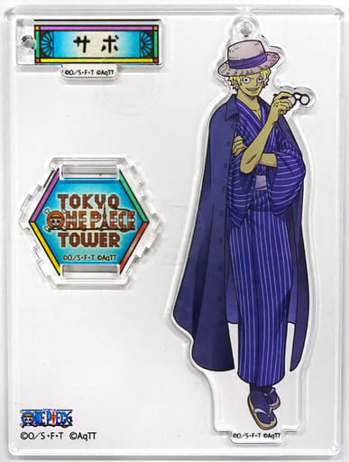 Zabo One Piece 5th Anniversary Acrylic Stand Charm Tokyo One Piece Tower Straw Store & Tongari Store Limited Key Ring [USED]