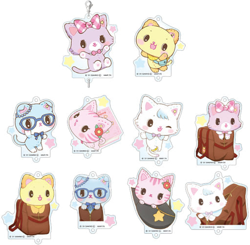 Mew, etc. Muckle Dreamy Trading Connecting Acrylic Key Chain All 10 Types Set Key Ring [USED]