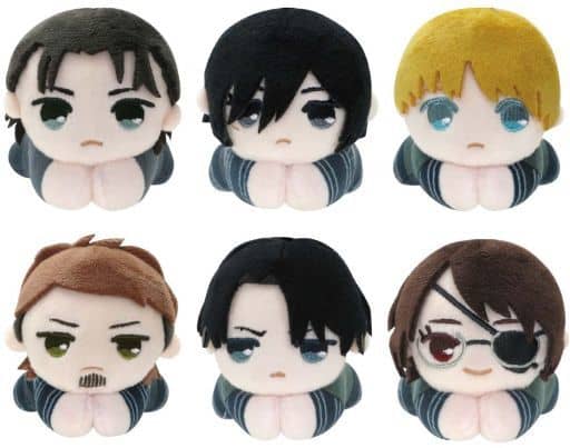 Mikasa Ackerman, etc. Attack on Titan Hagu Chara Collection All 6 Types Set Key Ring [USED]