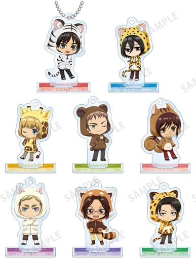 Ellen Yeager, etc. Attack on Titan Chibi Chara The Scout Regiment Trading Acrylic Stand Key Chain All 8 Types Set Key Ring [USED]
