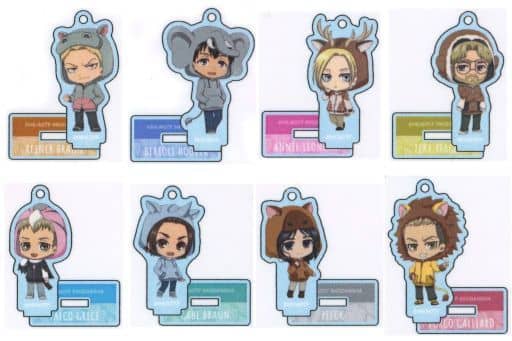 Reiner Braun, etc. Attack on Titan Chibi Chara Warrior of Marley Trading Acrylic Stand Key Chain All 8 Types Set Key Ring [USED]