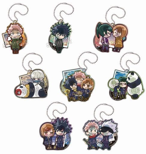 Yuji Itadori, etc. Jujutsu Kaisen Pita! Deformed Ending Acrylic Key Chain All 8 Types Set Key Ring [USED]