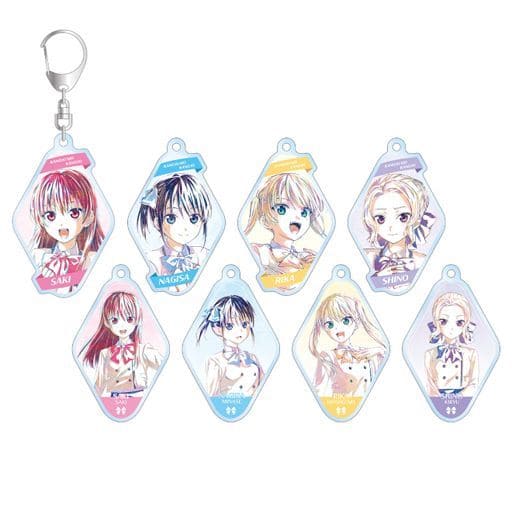 Saki Saki, etc. Girlfriend, Girlfriend Ani-Art Trading Acrylic Keychains All 8 Types Set Key Ring [USED]