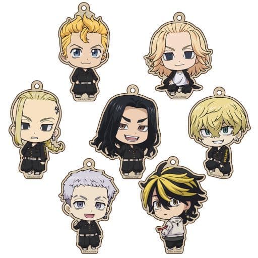 Chifuyu Matsuno, etc. Tokyo Revengers Trading Wooden Tag Strap All 7 Types Set Key Ring [USED]