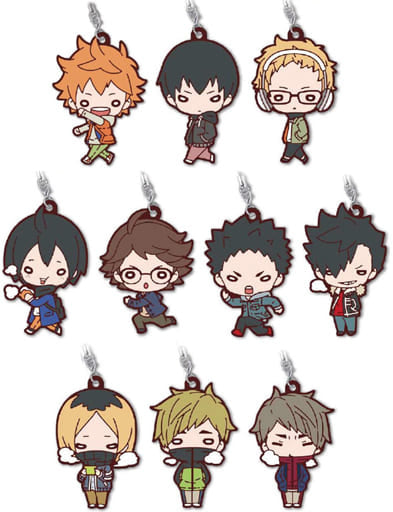 Shoyo Hinata, etc. Haikyu!! Nitotan Winter Clothes Rubber Mascot All 10 Types Set Key Ring [USED]