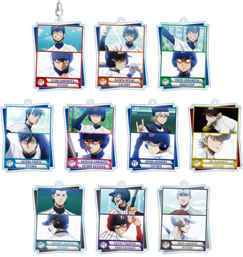 Eijun Sawamura, etc. Ace of Diamond Act II Trading Acrylic Keychains Part 2 All 10 Types Set Key Ring [USED]
